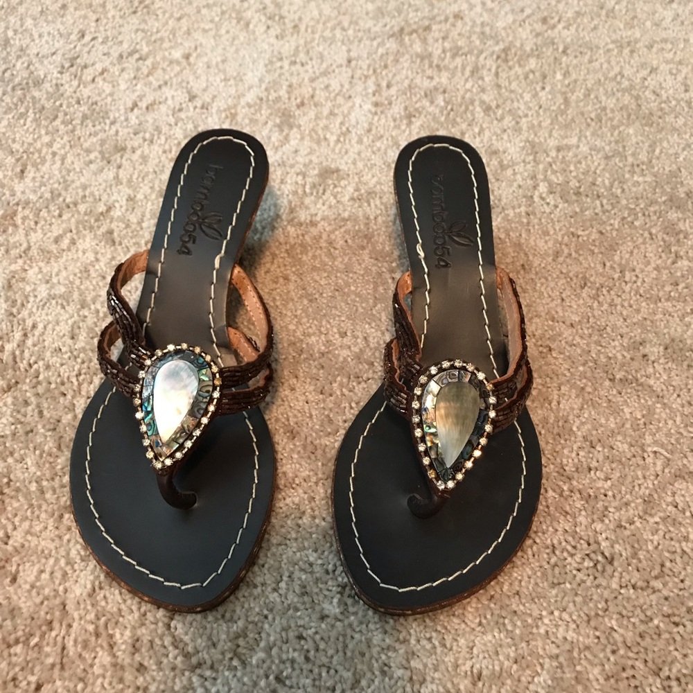 Brown beaded sandals - Size 7 - NWOT